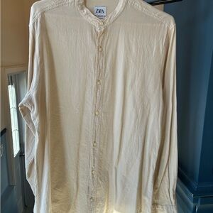 Zara Men's Button-Down Shirt in Cream